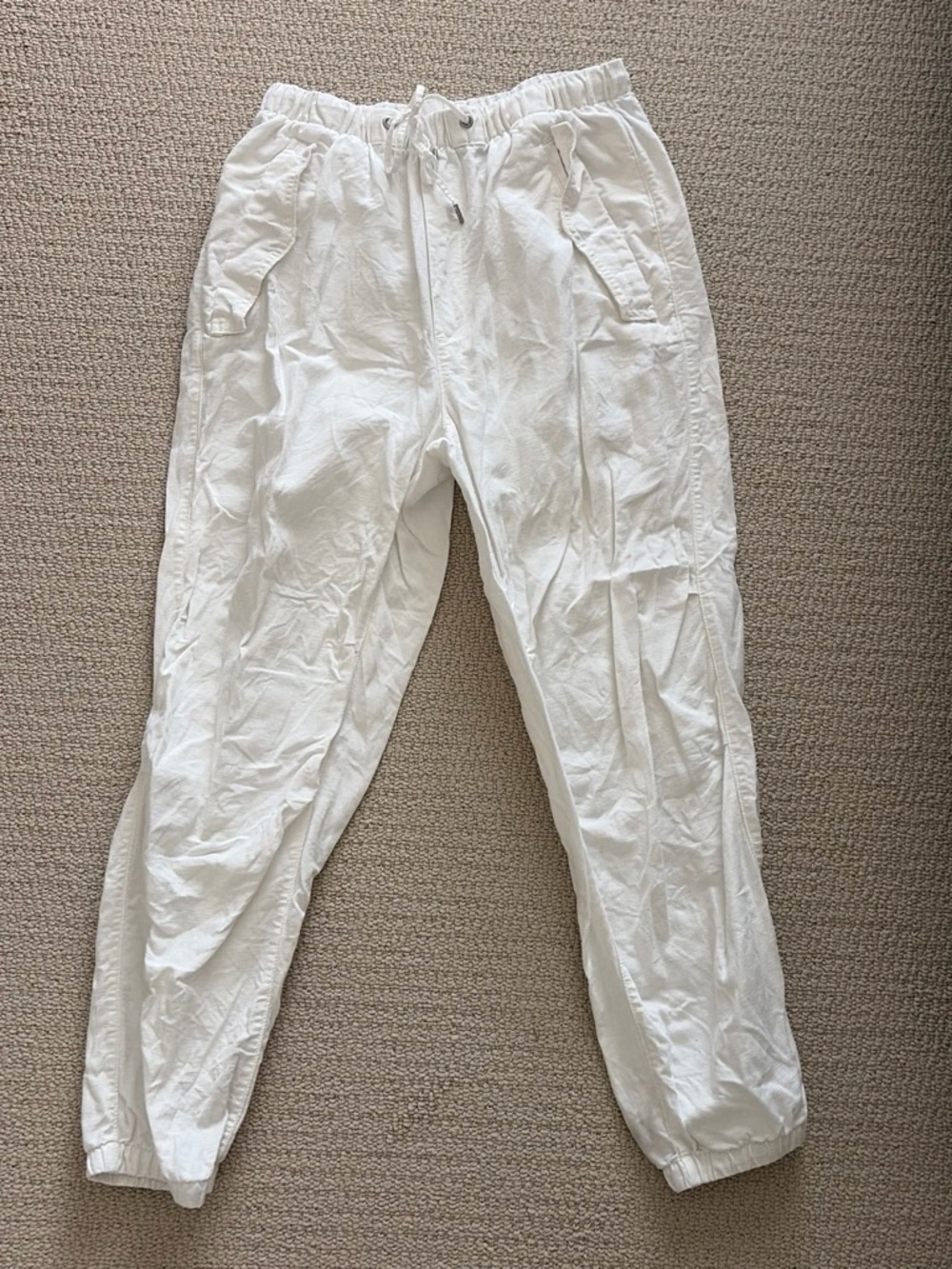 White Drawstring Jogger Pants